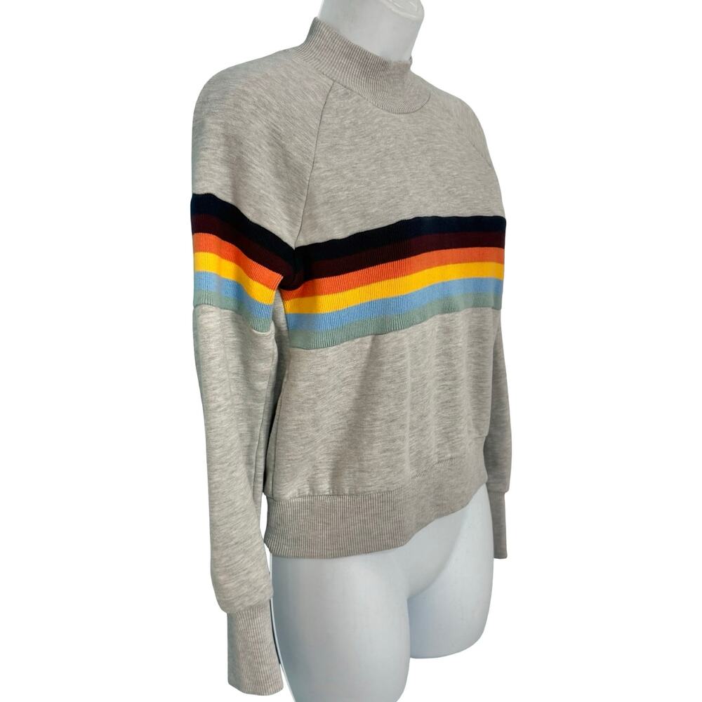 Superdry Grey Vintage Cali Stripe 70s Style Mock Neck Crew Sweatshirt Size 4 - Picture 11 of 11